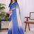 Blue linen checked saree with blouse