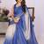 Blue linen checked saree with blouse
