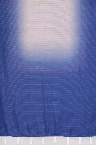Blue linen checked saree with blouse