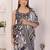 Navy blue linen printed saree with blouse