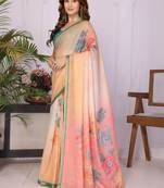 Multicolor linen checked saree with blouse