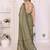 Olive linen printed saree with blouse