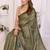 Olive linen printed saree with blouse