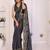 Charcoal linen printed saree with blouse
