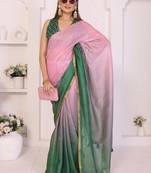 Multicolor linen checked saree with blouse