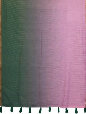 Multicolor linen checked saree with blouse 4