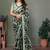 Green chiffon printed saree with blouse