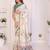 Off white linen printed saree with blouse
