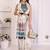 Off white linen printed saree with blouse