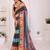 Multicolor linen printed saree with blouse