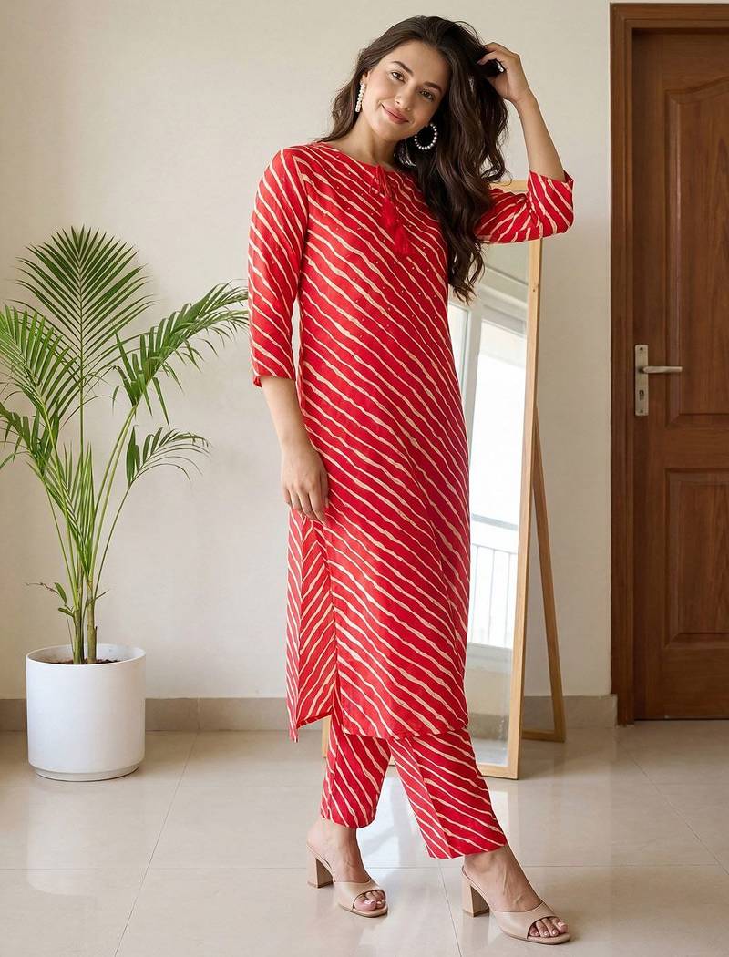Women Printed Regular Kurta with Trousers