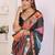 Multicolor linen printed saree with blouse