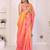Multicolor linen striped saree with blouse