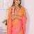 Multicolor linen striped saree with blouse
