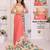 Pink linen printed saree with blouse