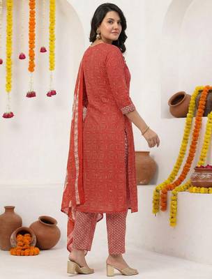 Women Ethnic Motifs Printed Regular Thread Work Pure Cotton Kurta with Trousers & With Dupatta 3