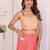 Pink linen printed saree with blouse
