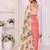 Pink linen printed saree with blouse