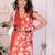 Orange linen printed saree with blouse