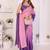 Pink linen striped saree with blouse