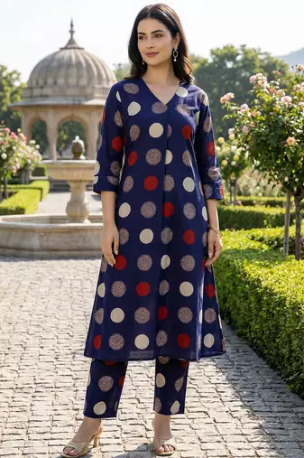 Women Ethnic Motifs Printed Regular Pure Cotton Kurta with Trousers