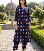 Women Ethnic Motifs Printed Regular Pure Cotton Kurta with Trousers