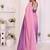 Pink linen striped saree with blouse