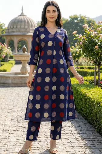 Women Ethnic Motifs Printed Regular Pure Cotton Kurta with Trousers