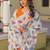 White chiffon printed saree with blouse