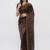 Brown tissue embroidered saree with blouse