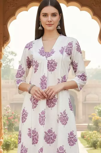Women Floral Printed Regular Pure Cotton Kurta with Trousers