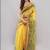 Yellow linen printed saree with blouse