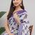Violet linen printed saree with blouse