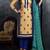 cream and blue chanderi cotton embroidered unstitched salwar with dupatta