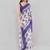 Violet linen printed saree with blouse