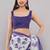 Violet linen printed saree with blouse