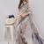 Off white linen printed saree with blouse