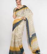 Off white tissue printed saree with blouse