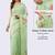 Lime linen printed saree with blouse