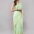 Lime linen printed saree with blouse