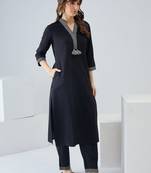 Women Printed Regular Thread Work Kurta with Trousers
