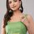 Lime linen printed saree with blouse