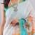 White linen printed saree with blouse