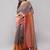 Grey linen woven design saree with blouse
