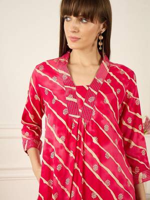 Floral Printed Thread Work Pure Cotton Kurta With Palazzos 2