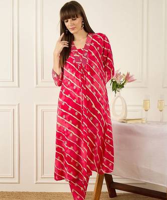 Floral Printed Thread Work Pure Cotton Kurta With Palazzos 4