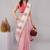 White linen colourblocked saree with blouse