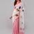 White linen colourblocked saree with blouse