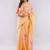 Peach linen printed saree with blouse