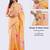 Peach linen printed saree with blouse